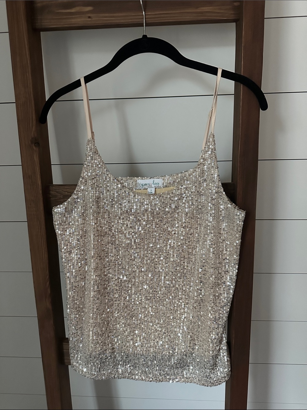 Sequin Cami Tank Top in Champagne